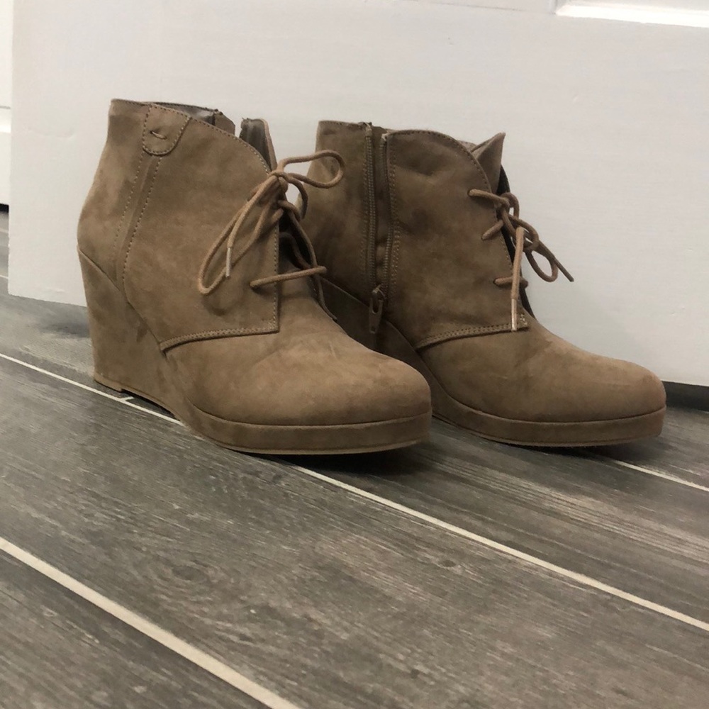 Wedge ankle booties